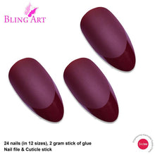 Load image into Gallery viewer, FALSE NAILS BY BLING ART RED BROWN MATTE ALMOND STILETTO 24 FAKE LONG TIPS