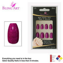 Load image into Gallery viewer, FALSE NAILS BY BLING ART MAGENTA GEL BALLERINA COFFIN 24 FAKE LONG ACRYLIC TIPS